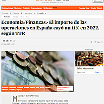 Economa/Finanzas.- El importe de las operaciones en Espaa cay un 11% en 2022, segn TTR
